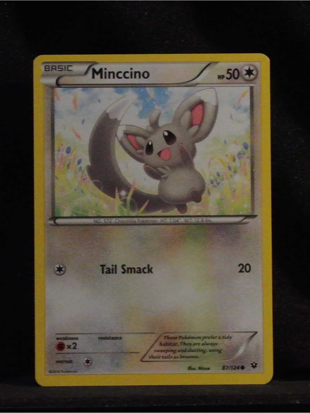 Pokemon Minccino Card - Gray & Yellow Artwork